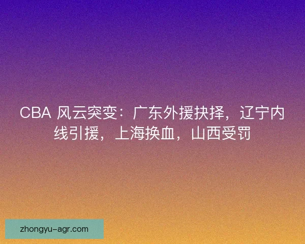 CBA 风云突变：广东外援抉择，辽宁内线引援，上海换血，山西受罚