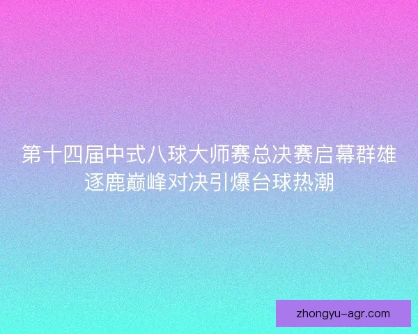 第十四届中式八球大师赛总决赛启幕群雄逐鹿巅峰对决引爆台球热潮