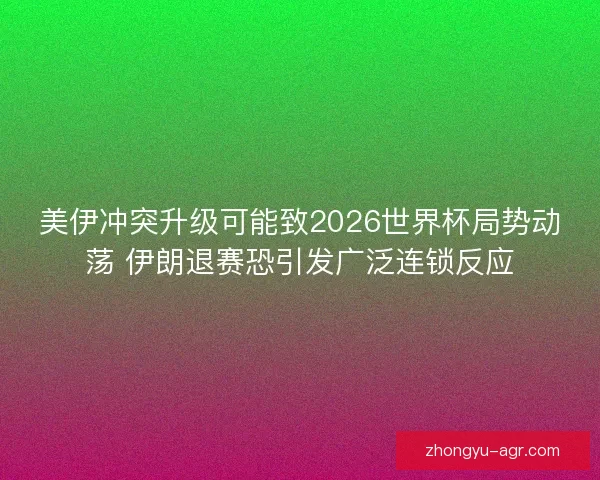 美伊冲突升级可能致2026世界杯局势动荡 伊朗退赛恐引发广泛连锁反应