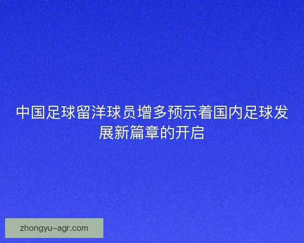 中国足球留洋球员增多预示着国内足球发展新篇章的开启