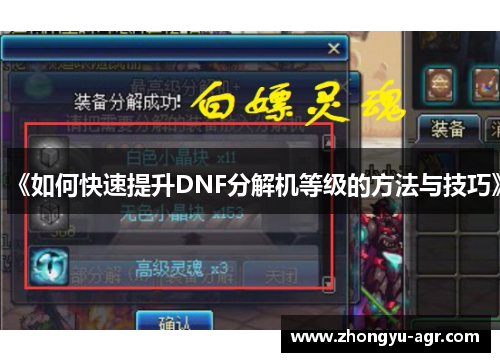 《如何快速提升DNF分解机等级的方法与技巧》